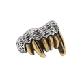 Retro punk gothic monster claw and golden fangs titanium steel ring for men - Size 7 / Two-Tone Gold