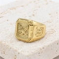 Golden titanium steel military ring for men featuring eagle and scorpion reliefs - US 7 / Gold