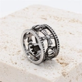 Anello con corona romana cava vintage da uomo in acciaio al titanio color argento opaco - US 7 / Color Acciaio