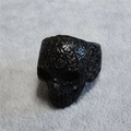 Anello con teschio messicano in acciaio al titanio nero con gemma blu in stile retrò punk - US 7 / Nero