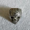 Anello teschio messicano vintage punk in acciaio inossidabile con incisioni barocche - US 7 / Color Acciaio