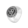 Anello vichingo vintage da uomo in acciaio inossidabile con rune e simbolo nodo Valknut - US 7 / Color Acciaio