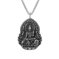 Vintage stainless steel Guanyin Buddha pendant necklace with intricate relief and box chain - Pendant Only (Without Chain)