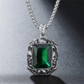 Gotische Vintage-Halskette mit großem smaragdgrünem Edelstein und quadratischer Boxkette - Grüner Strass-Anhänger Ohne Kette