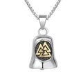 Collana con ciondolo a campana vichinga Valknut nordica e catena argento su sfondo bianco - Solo Pendente (Senza Catena)