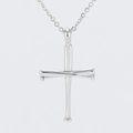 Polished silver baseball bat cross pendant necklace in stainless steel finish - Steel Color Pendant Only (Without Chain)