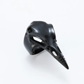 Gothic punk black woodpecker skull ring with long beak in polished stainless steel - US 7 / Black