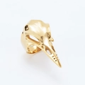 Gothic woodpecker skull ring in polished gold finish with intricate bone detailing - US 7 / Gold