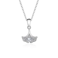 Élégant collier pendentif feuille de ginkgo en argent S925 avec moissanite pavée - Style Zircone (FDDZ-013) / Or blanc
