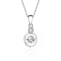 Elegant s925 sterling silver dancing heart necklace with round brilliant moissanite stone - Moissanite White Diamond (White Gold Color) (FDTD-008) / 925 Silver