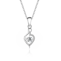 S925 sterling silver heart necklace with dancing moissanite stone and mirror reflection - 925 Silver / Silver (White Moissanite)