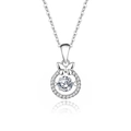 Elegant S925 sterling silver bow necklace with dancing moissanite pendant in center - Silver Plated (White Moissanite)