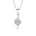 Elegant S925 sterling silver heart necklace with 1 carat moissanite and O-chain for women - Heart Hollow Zirconia Pendant (FDDZ-010) / White Gold
