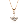 Collier feuille de ginkgo en or rose avec pendentif moissanite et cristaux brillants - Style Zircone (FDDZ-013) / Or rose