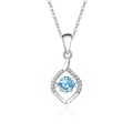 S925 sterling silver teardrop necklace with a dancing sky blue moissanite stone - 925 Silver / Zirconia Aquamarine White Gold (FDTD-009)