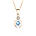 S925 sterling silver necklace in rose gold with light blue moissanite dancing heart pendant - Zirconia Sea Blue Diamond (Rose Gold Color) (FDTD-008) / 925 Silver