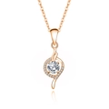 S925 sterling silver rose gold heart necklace with moissanite pendant and O-chain - Heart Hollow Zirconia Pendant (FDDZ-010) / Rose Gold