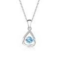 Elegant S925 silver water drop pendant necklace with a dancing blue moissanite gemstone - FDTD-015 / Silver (White Moissanite)