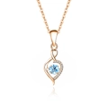 Rose gold S925 silver necklace with dancing heart pendant and sky blue gemstone - 925 Silver / Rose Gold Color (Sea Blue Zirconia)