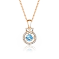 S925 silver necklace with light blue moissanite dancing stone in rose gold finish - Rose Gold Plated (Sea Blue Zirconia)