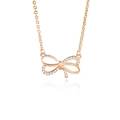 Rose gold bow necklace with micro-p鑲zirconia pendant and delicate link chain - 925 Silver / Bowknot Style (FDXZ-136-Rose Gold)