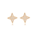 Eleganti orecchini a lobo a stella in argento S925 dorato con zirconi pavé scintillanti - Argento 925 / Oro Rosa (FDEH-015)