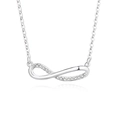 S925 sterling silver infinity pendant necklace with pavé cubic zirconia on white background - 925 Silver / White Gold