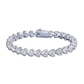 Sparkling S925 sterling silver heart tennis bracelet with full cubic zirconia stones - 15CM (5MM Heart)