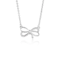 Elegant S925 sterling silver bow necklace with sparkling crystals and silver chain - 925 Silver / Bowknot Style (FDXZ-136-White Gold)