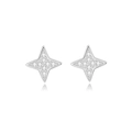 Eleganti orecchini a stella a quattro punte in argento s925 con zirconi brillanti - Argento 925 / Argento (FDEH-015)