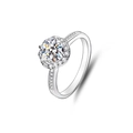 Elegante anello halo in argento 925 e moissanite con un brillante taglio rotondo - Aperto Regolabile / Moissanite Style (D Color)