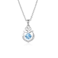 S925 silver swan necklace with light blue dancing stone and heart-shaped pendant - 925 Silver / White Moissanite White Gold (FDTD-022)