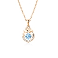 Elegant rose gold swan necklace with a dancing sky blue gemstone and white diamond accents - 925 Silver / White Moissanite Rose Gold (FDTD-022)