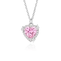 Squisita collana in argento S925 con gemma rosa a forma di cuore ed elementi a stella - Argento 925 / Oro Bianco