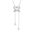 Collar de corazón y mariposa de plata esterlina S925 con borla y piedras de circonita - Plata 925 / Color Oro Blanco