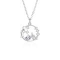 Collana ghirlanda delfino in argento 925 con ciondolo in zirconie cubiche brillanti - Argento 925 / Oro Bianco