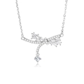 Elegant S925 sterling silver bowknot necklace featuring sparkling cubic zirconia stones - 925 Silver / White Gold