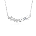 Collar de plata S925 con colgantes de corazón mariposa corona y circonitas sobre fondo blanco - Plata 925 / Color Oro Blanco (FDXZ-225)