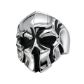 Anello da uomo a forma di teschio con elmo spartano in argento lucido stile punk retrò - US 7 / Versione Grande (Colore Acciaio)