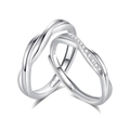 925 Sterling Silver Mobius couple rings with sparkling stones and adjustable band - Adjustable Open / Couple Pair (Men's And Women's Rings) (FDJZ-155-情侣一对)