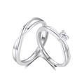 Anelli di coppia in argento sterling S925 lucido con design regolabile a cuore - Aperto Regolabile / Anelli di Coppia (FDJZ-161)