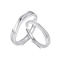 S925 sterling silver Mobius couple rings set featuring a sleek minimalist twisted design - Adjustable Open / Couple Pair