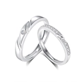 S925 sterling silver Mobius rings for couples featuring elegant wave pattern and zircon stones - Men's And Women's Rings