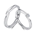 S925 sterling silver couple ring set with polished finish and adjustable open band - Adjustable Open / Couple Pair (FDJZ-170)