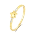S925 sterling silver gold plated star ring with white zircons and beaded edge details - US 6 / Gold