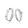 Elegante koppelringen van 925 sterling zilver met kroonontwerp en verstelbare banden - Verstelbaar Open / Heren- en Damesstijl