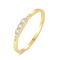 Elegant S925 sterling silver ring with seven gradient round zircons on a thin gold band - Size 6 / Pave Thin Band Style (FDJZ-218) / Gold