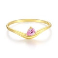S925 sterling silver V-shaped ring with a pear-cut pink zircon in gold finish - Size 6 / V-Shape Pear Pink Stone Style (FDJZ-232) / Gold