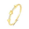 S925 sterling silver gold heart ring with zircon stones for women minimalist jewelry - Size 6 / Triple Heart Style (FDJZ-213) / Gold