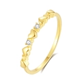 Anillo apilable de plata de ley S925 dorado con forma de corazón y circonitas blancas - US 6 / Dorado